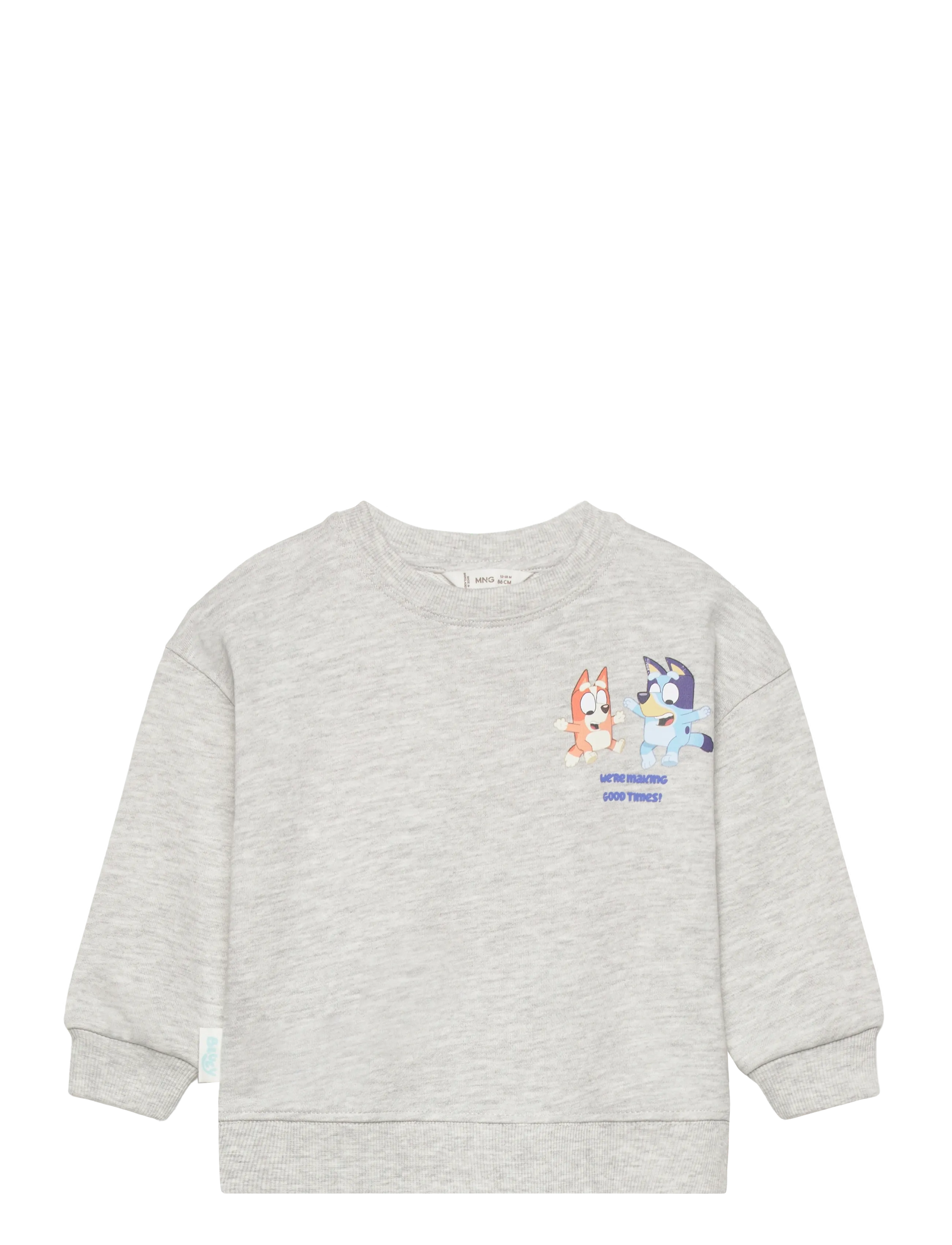 Mango Bluey-Print Sweatshirt, Børn, Børne Sweatshirt Med Blåy Print, Grå, Str: 18-24M
