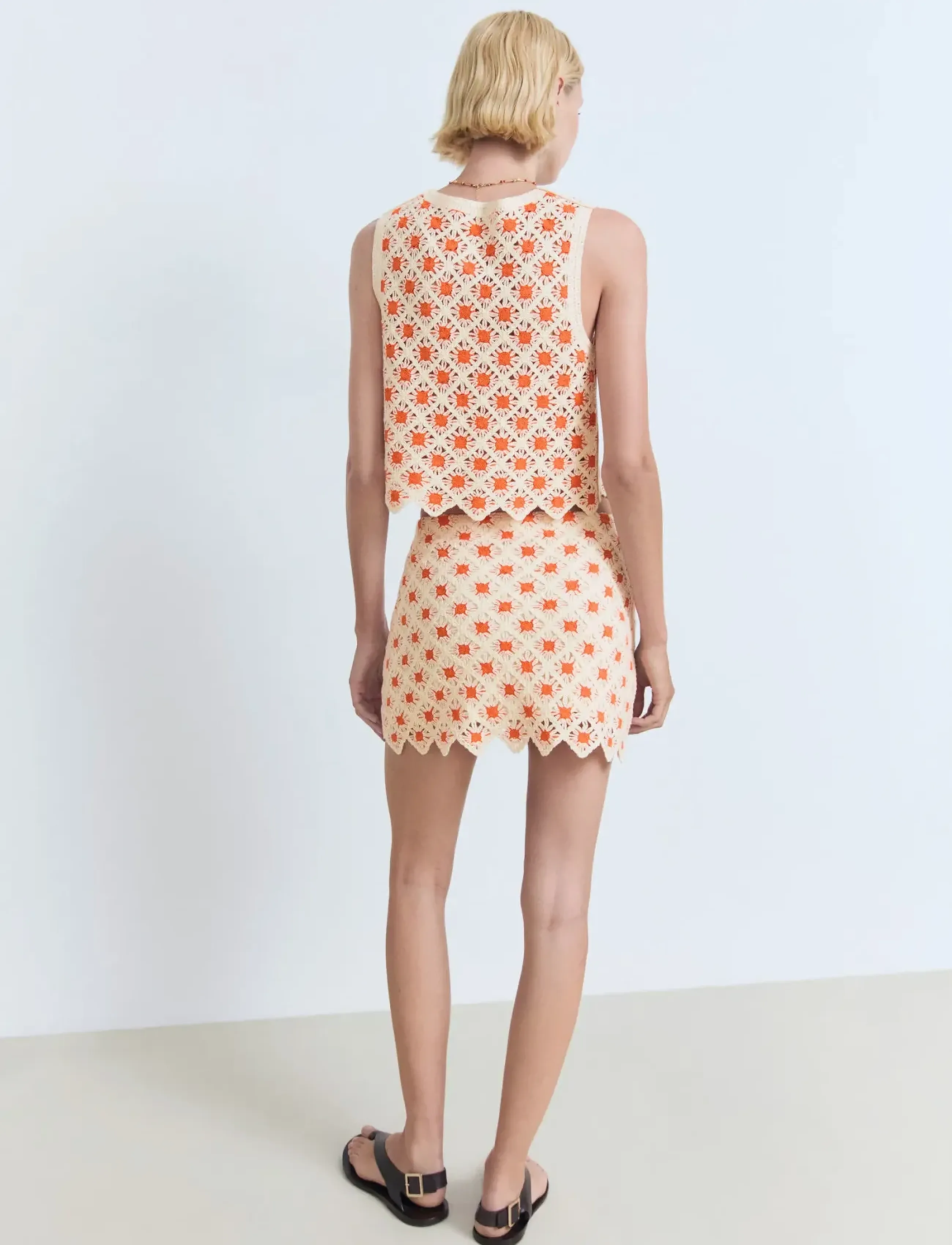 Mango - Crochet mini skirt - korte nederdele - orange - 3