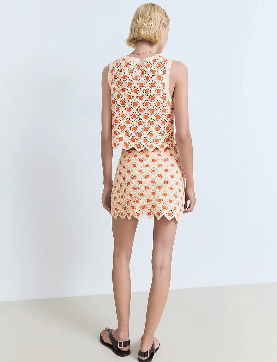 Mango - Crochet mini skirt - korta kjolar - orange - 3