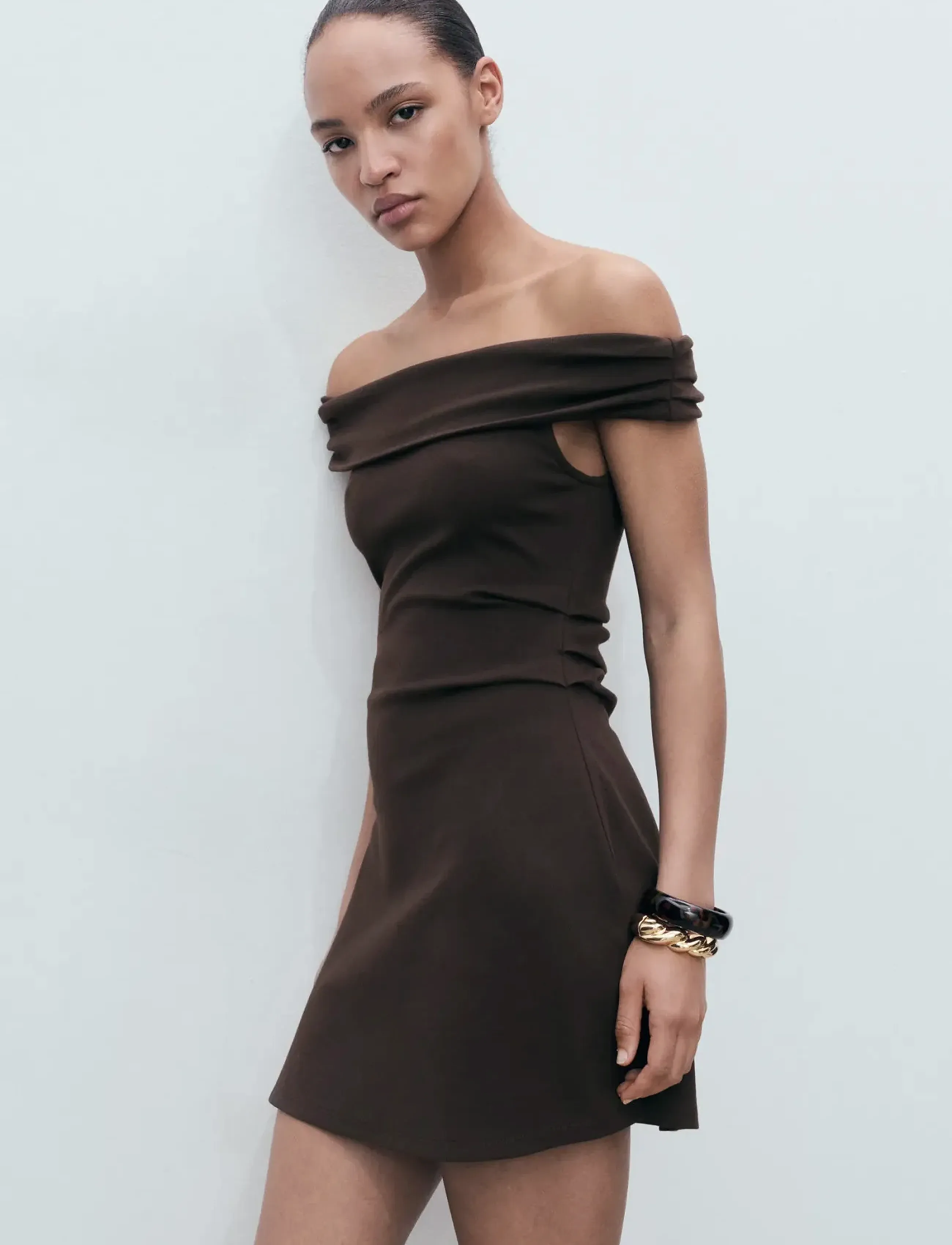 Mango Strapless Dress, XL, Brown, Kjoler > Kort Kjole, Dame