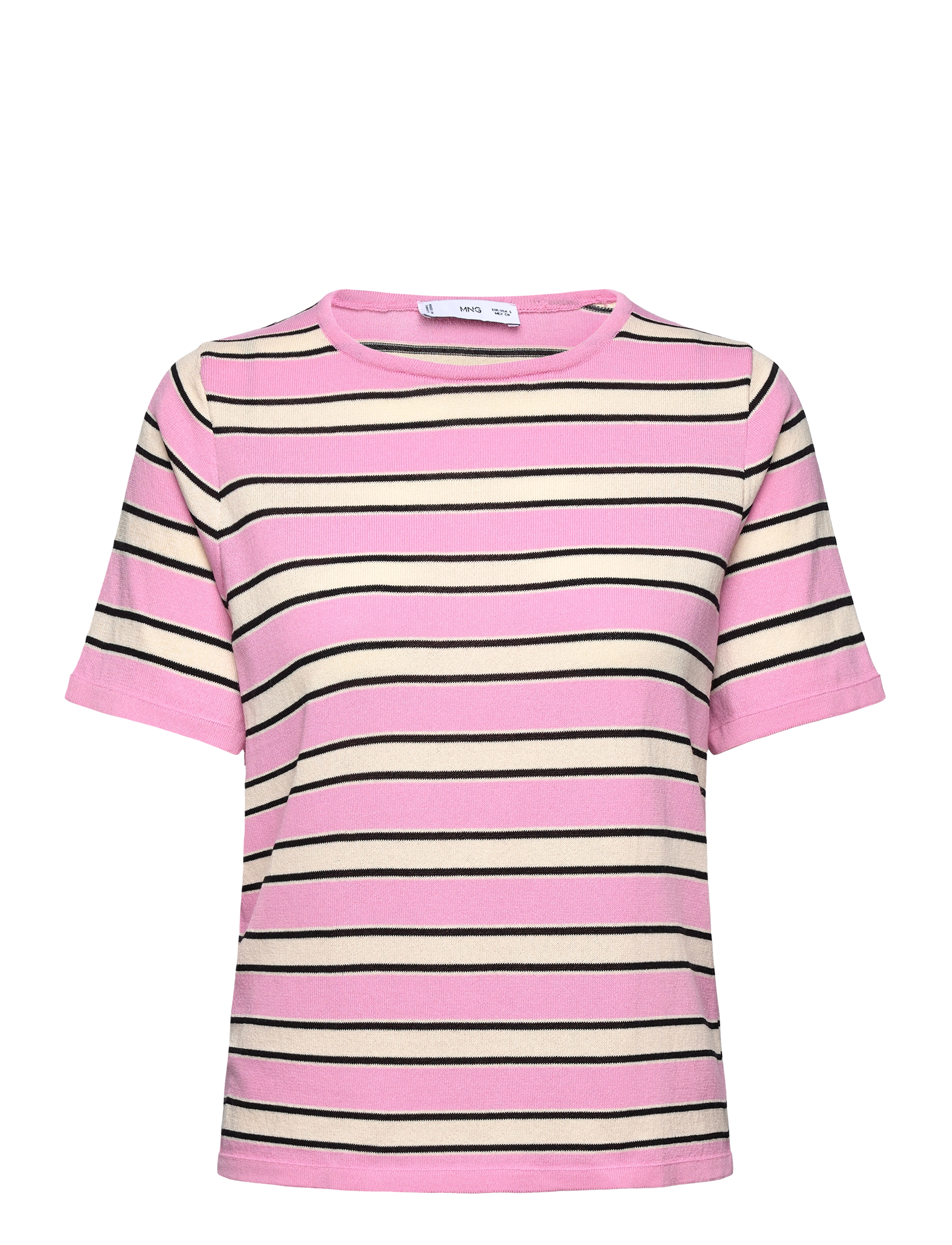 MANGO Kurzärmelig Pullover With Combined Stripes Pink - XS - Damen