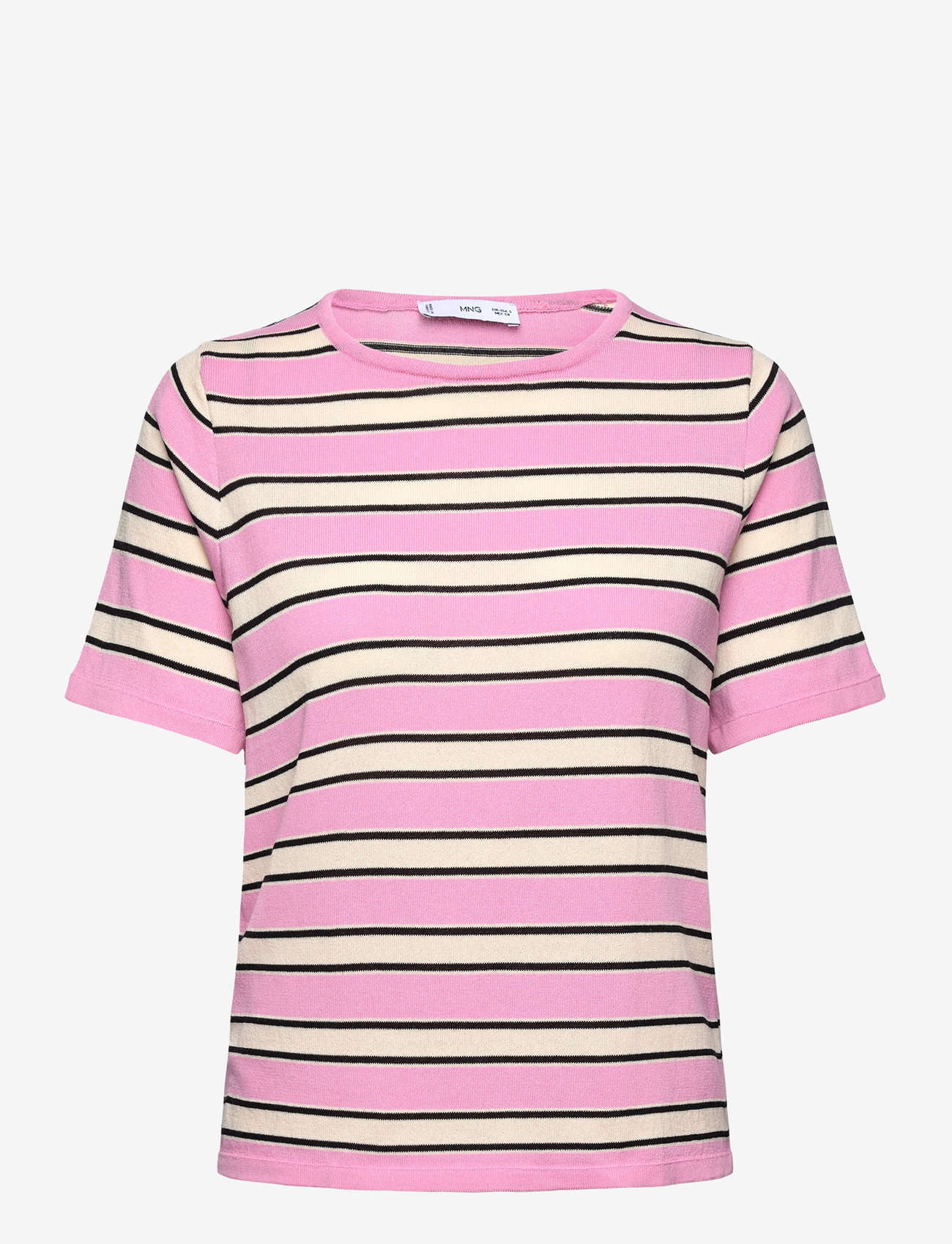 Mango - Short-sleeved sweater with combined stripes - herbstliche kleidung - lt-pastel pink - 0