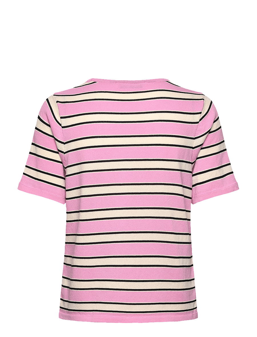 Mango - Short-sleeved sweater with combined stripes - t-shirts - lt-pastel pink - 2