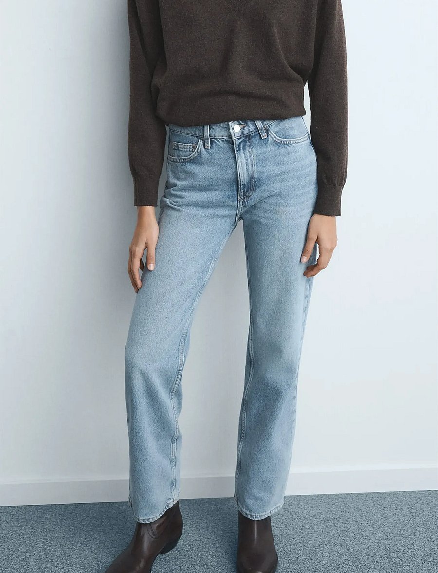 Mango - Matilda medium-rise straight-fit jeans - suorat farkut - open blue - 0