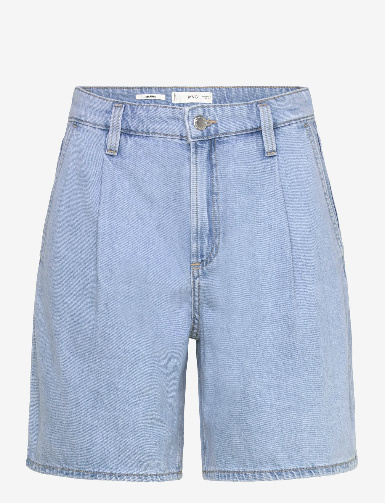 Mango - Mid-rise denim bermuda shorts with pleats - laveste priser - open blue - 0