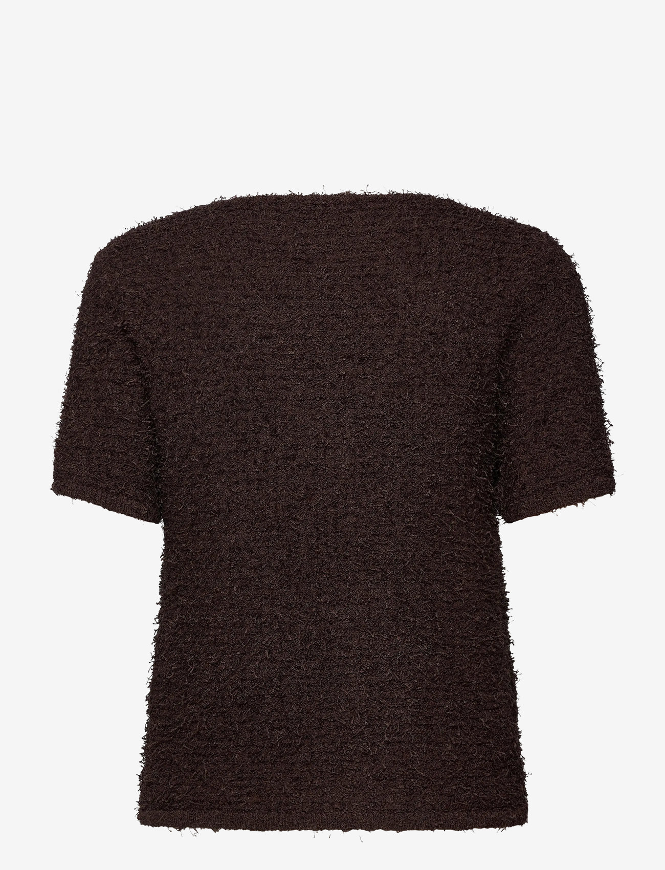 Mango - Short-sleeved bouclé cardigan - herbstliche kleidung - dark brown - 1