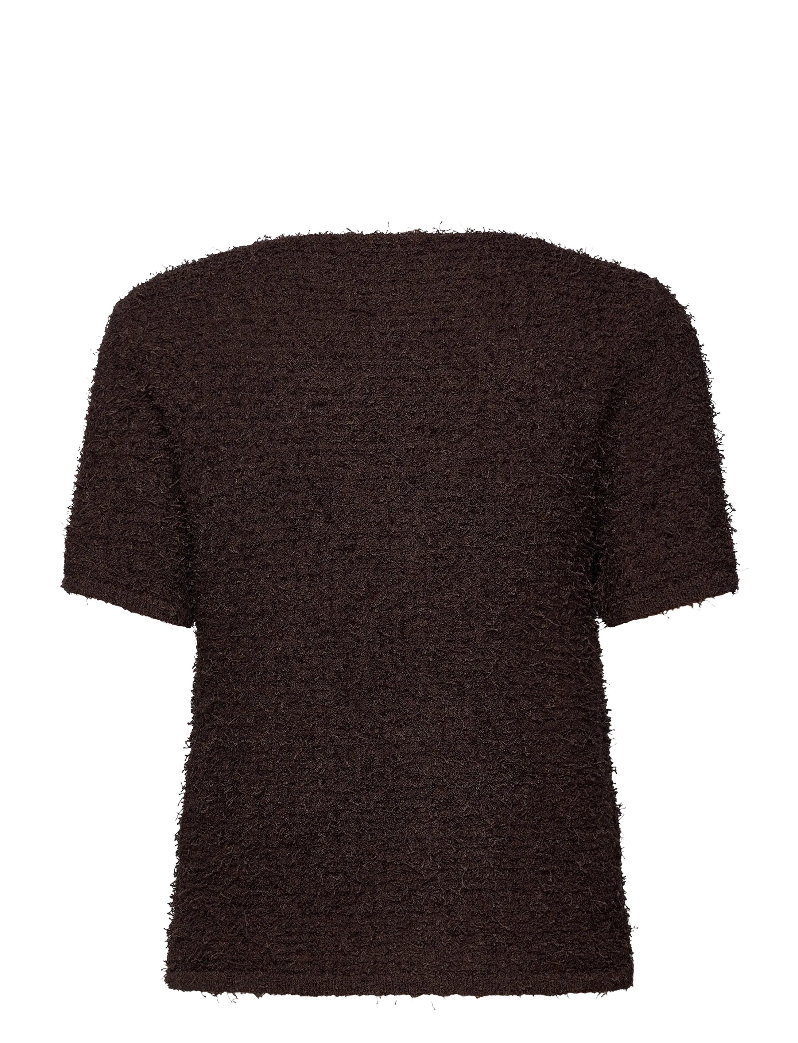 Mango - Short-sleeved bouclé cardigan - laveste priser - dark brown - 2