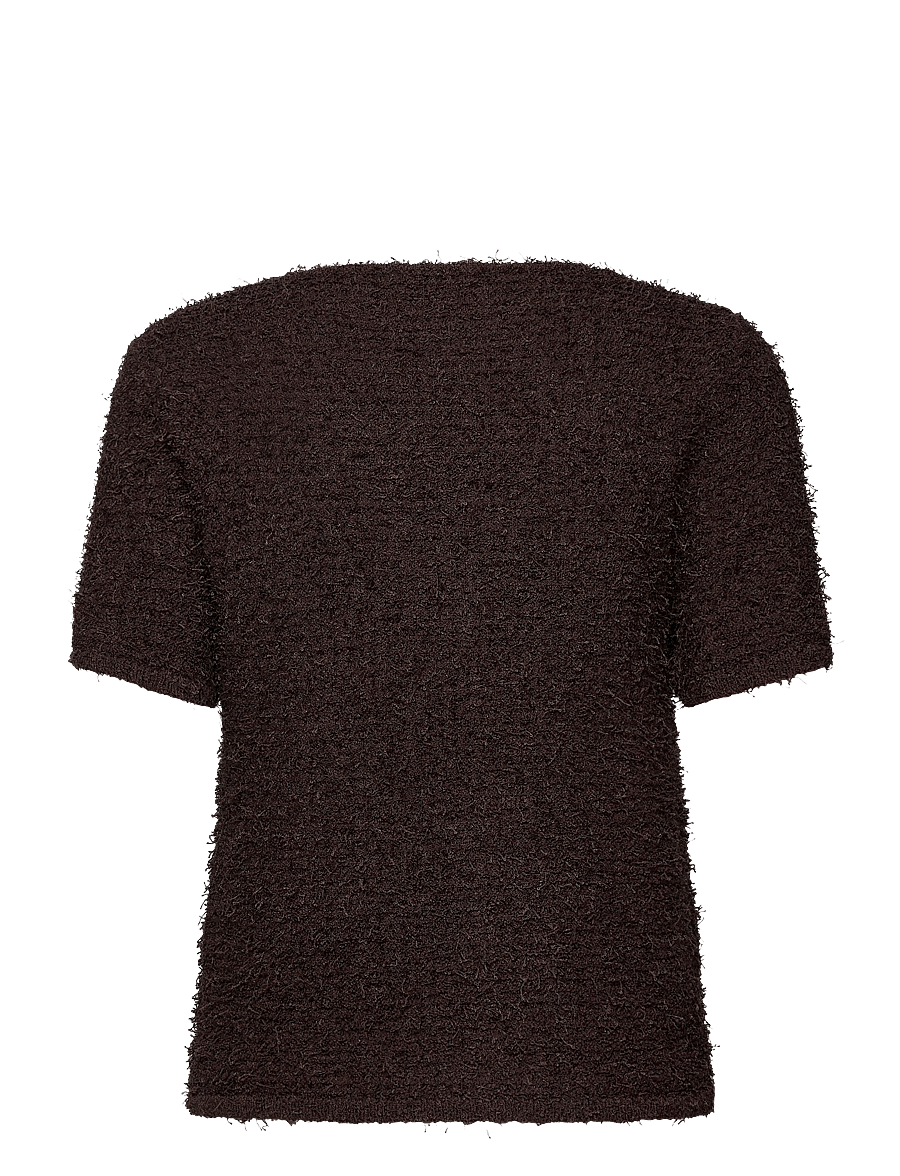 Mango - Short-sleeved bouclé cardigan - strickjacken - dark brown - 2