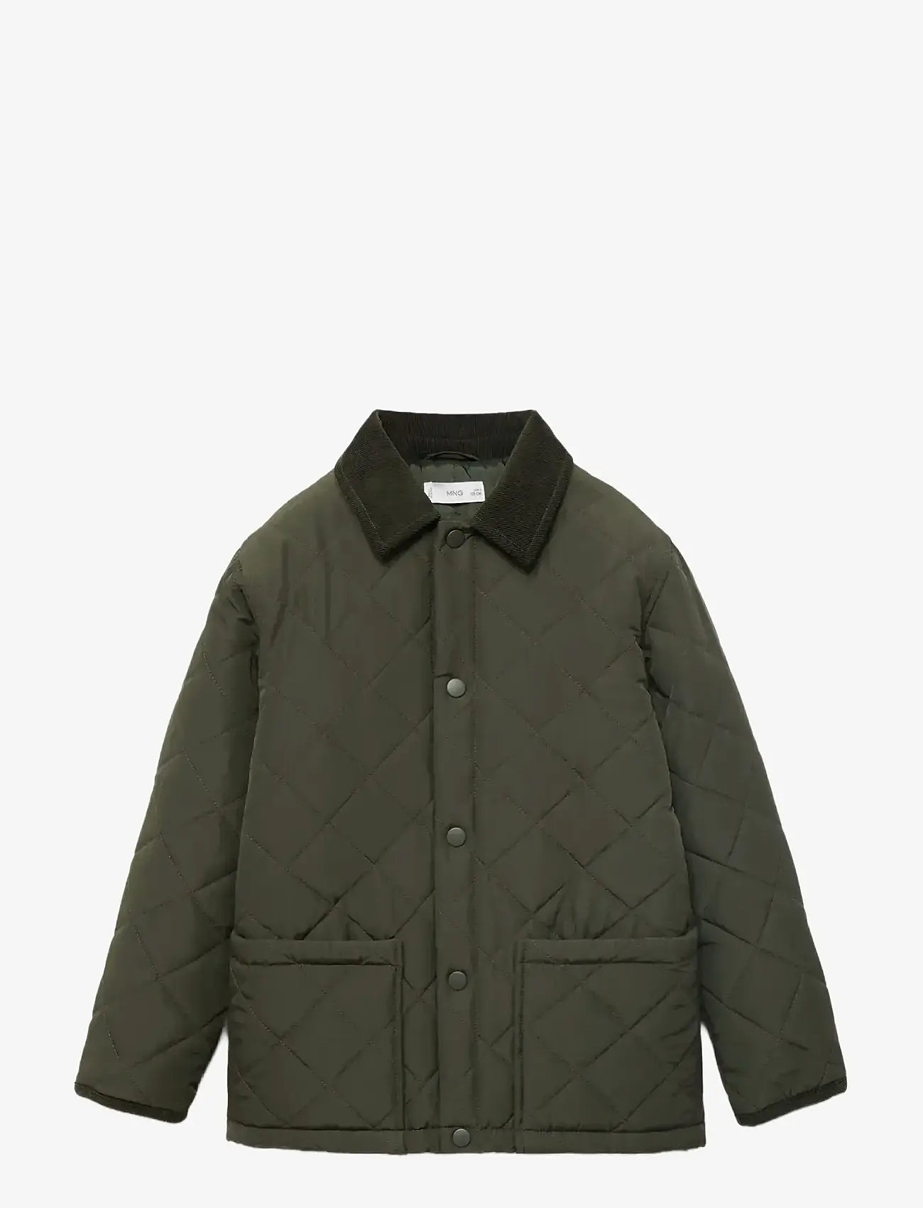 Mango - Quilted anorak with shirt collar - herbstjacken - beige - khaki - 0