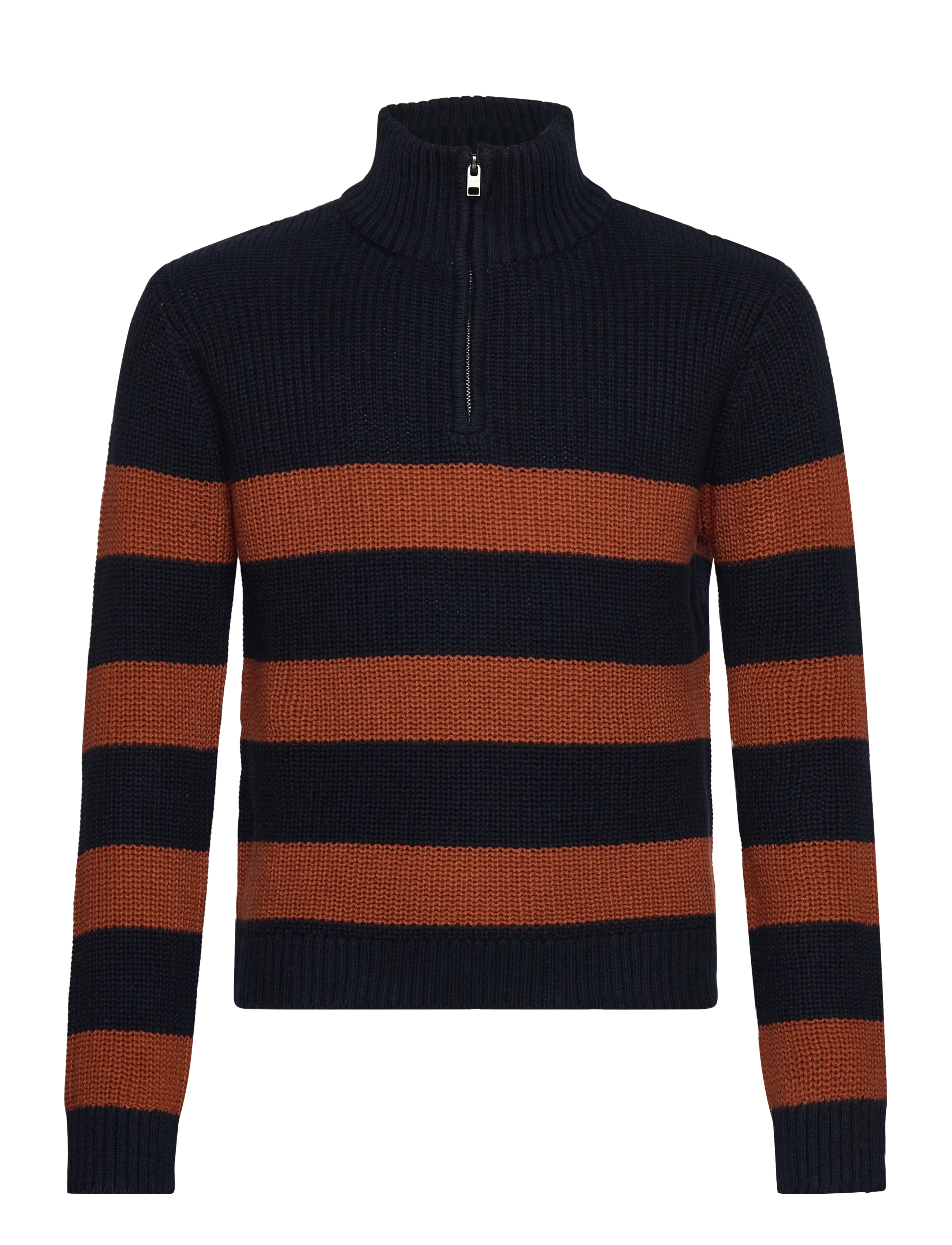 Mango Knitted sweater with perkins neck - 4 for 3 - MEDIUM ORANGE / navy