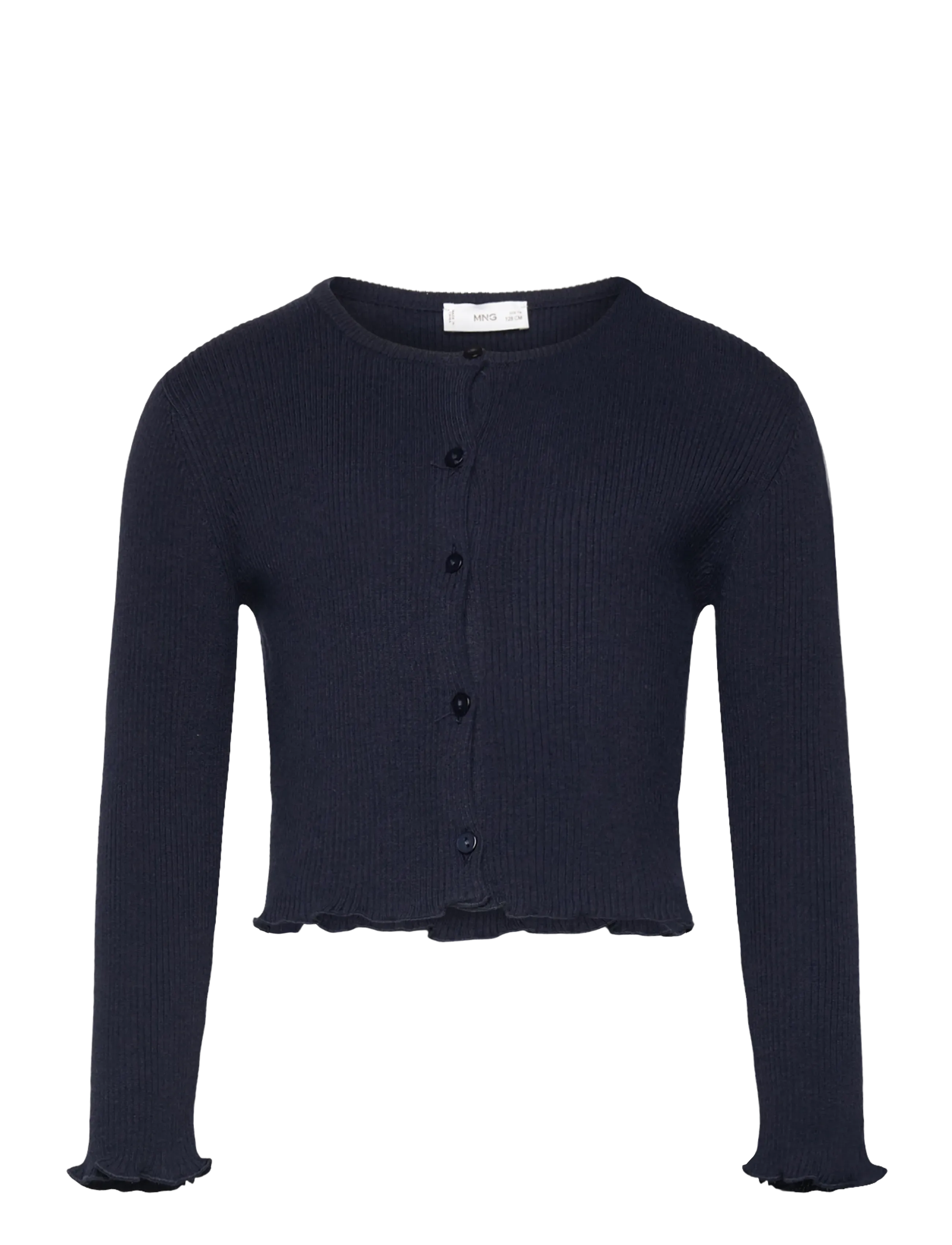 Mango Ribbed Knit Cardigan, 7-8, Knitwear, Marineblau - Cardigans, Kinder