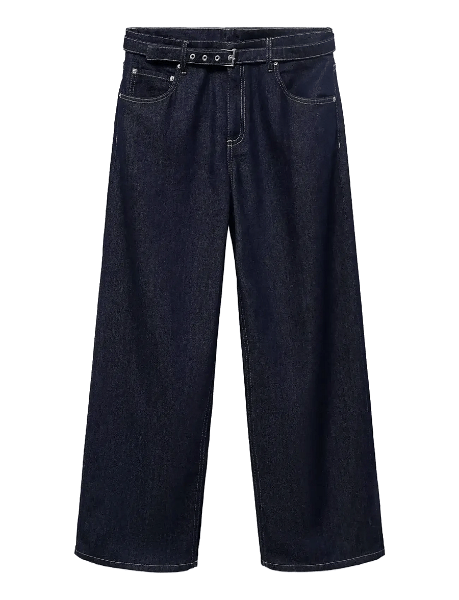 Mango - Straight-fit belt jeans - straight jeans - open blue - 1