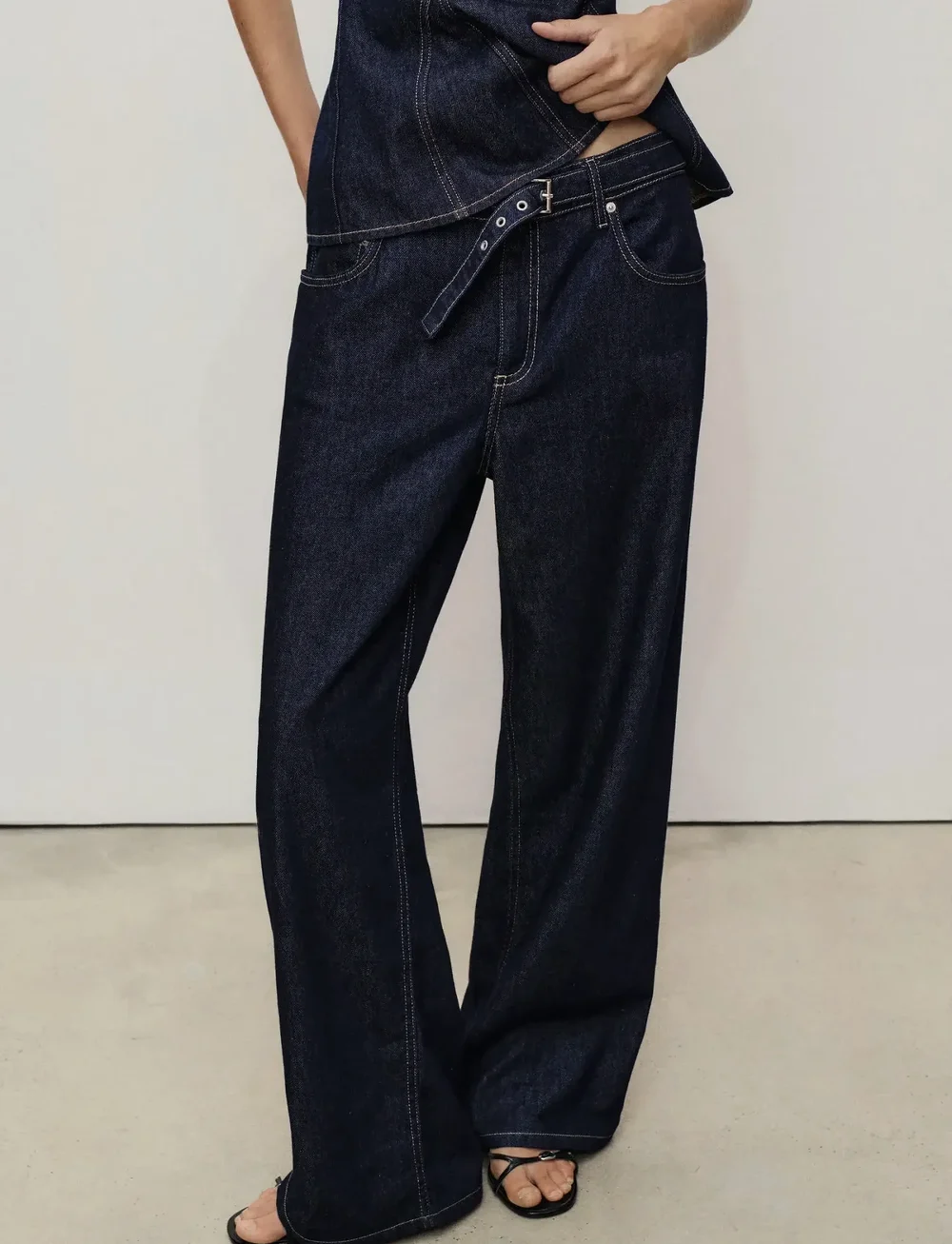 Mango - Straight-fit belt jeans - straight jeans - open blue - 0