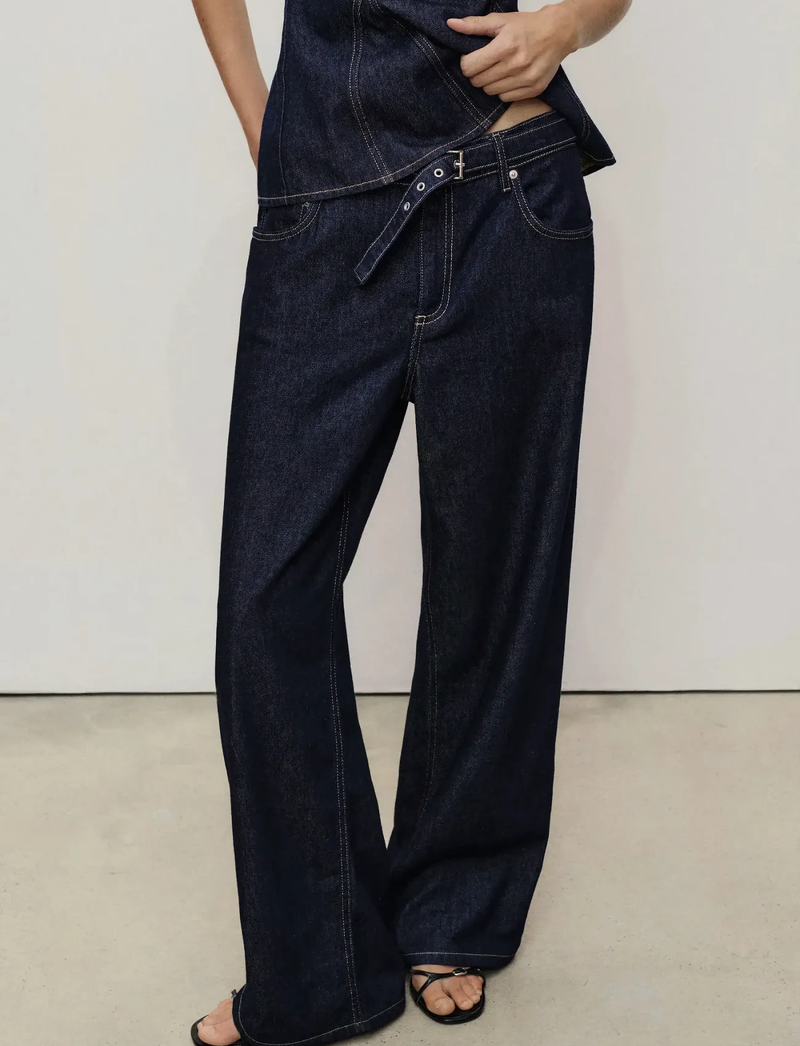 Mango Straight-fit belt jeans - Jeans - OPEN BLUE / navy