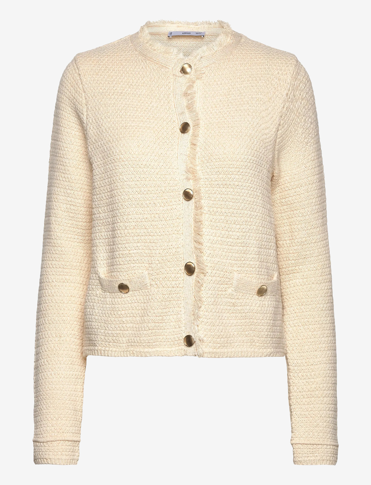 Mango - Knitted cardigan with frayed ends - autumn clothing - light beige - 0