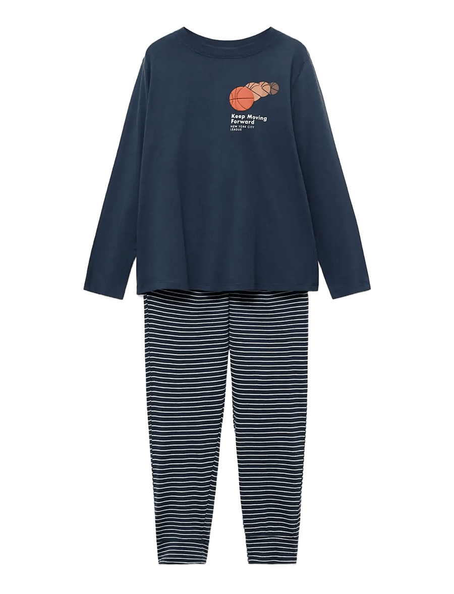 Mango - Striped long pyjamas - pyjamasset - navy - 0