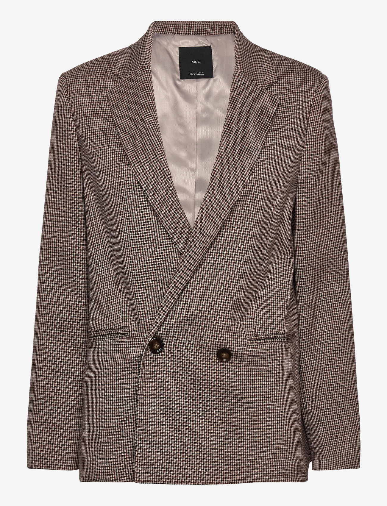 Mango - Double-breasted micro-houndstooth jacket - double breasted blazers - dark red - 0
