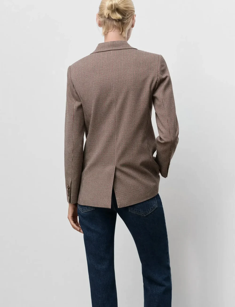 Mango - Double-breasted micro-houndstooth jacket - zweireihige blazer - dark red - 3