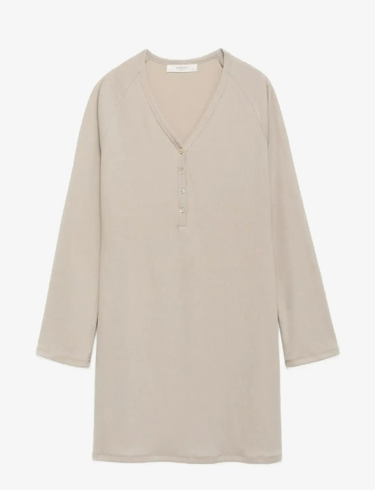 Mango - Ribbed-knit nightdress with buttons - nachthemden - lt pastel grey - 1