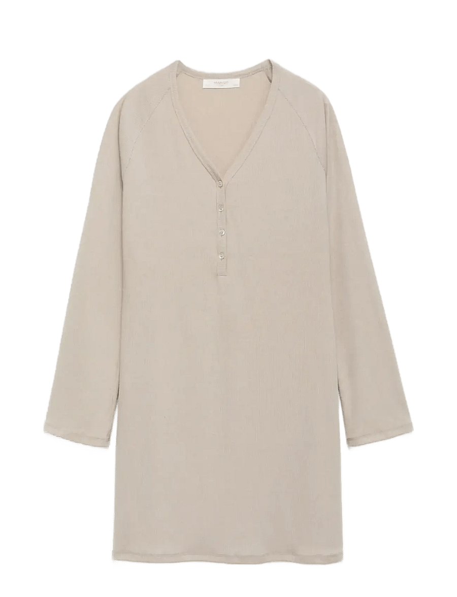 Mango - Ribbed-knit nightdress with buttons - natkjoler - lt pastel grey - 1