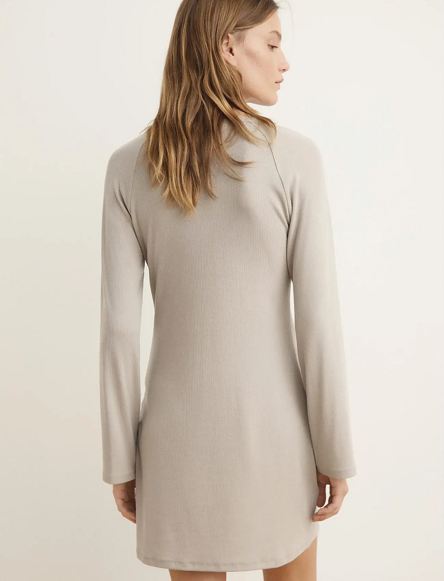 Mango - Ribbed-knit nightdress with buttons - natkjoler - lt pastel grey - 2