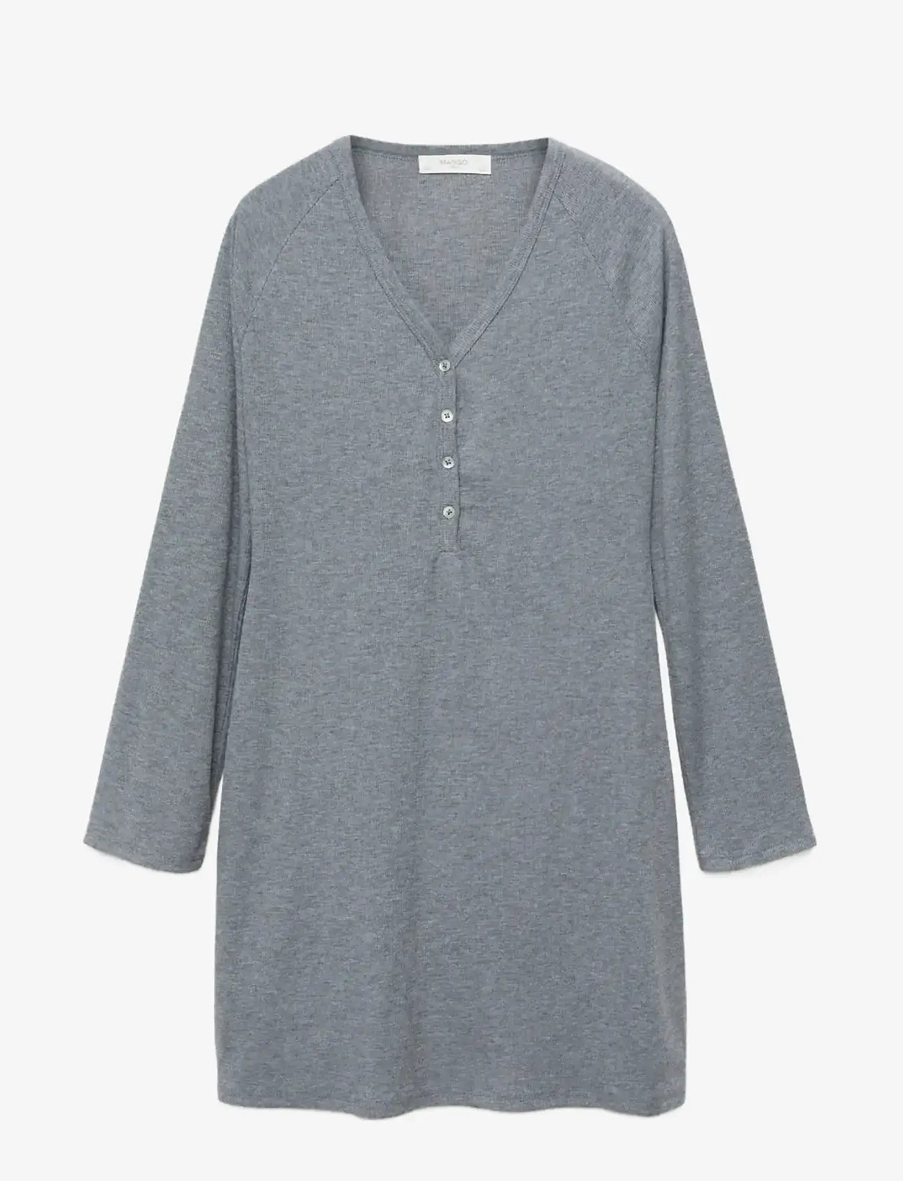 Mango - Ribbed-knit nightdress with buttons - nachthemden - medium grey - 1