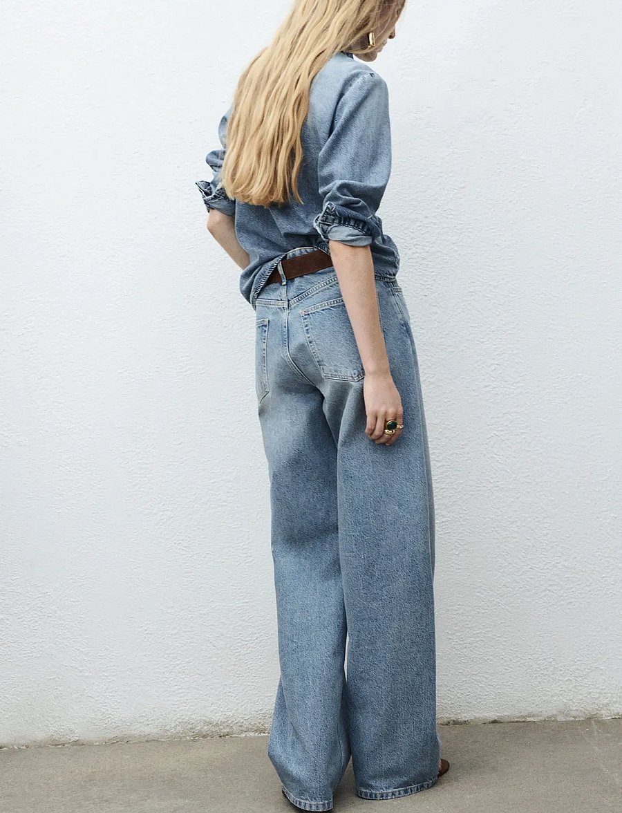 Mango - Denim shirt with bow - langärmlige hemden - open blue - 3