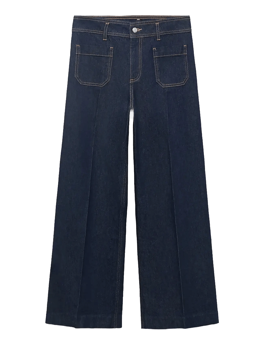 Mango - Wide leg jeans with pockets - open blue - 1