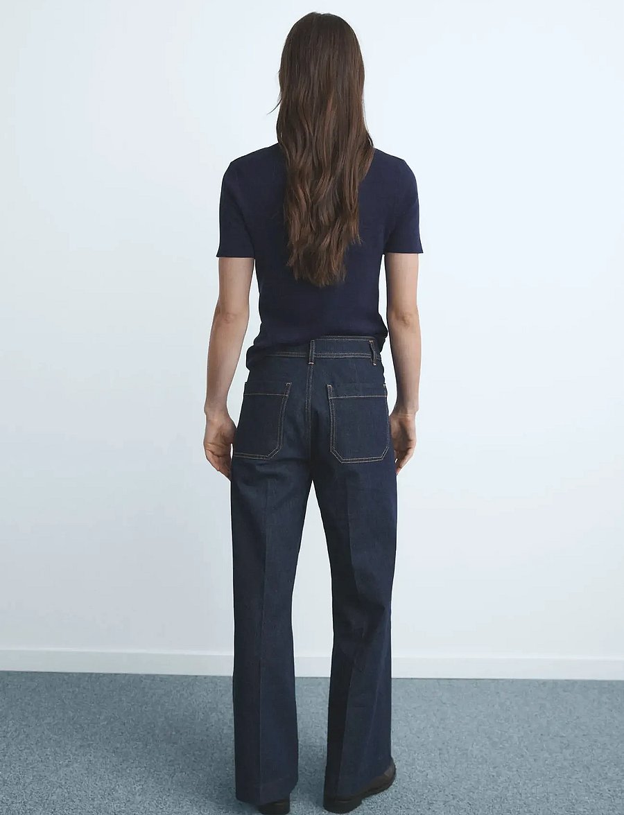 Mango - Wide leg jeans with pockets - open blue - 2