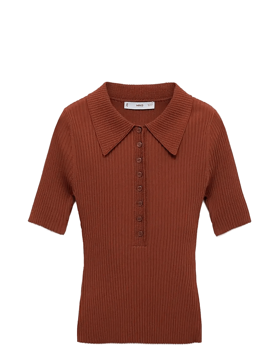 Mango - Polo-neck ribbed sweater - striktrøjer - rust - copper - 1