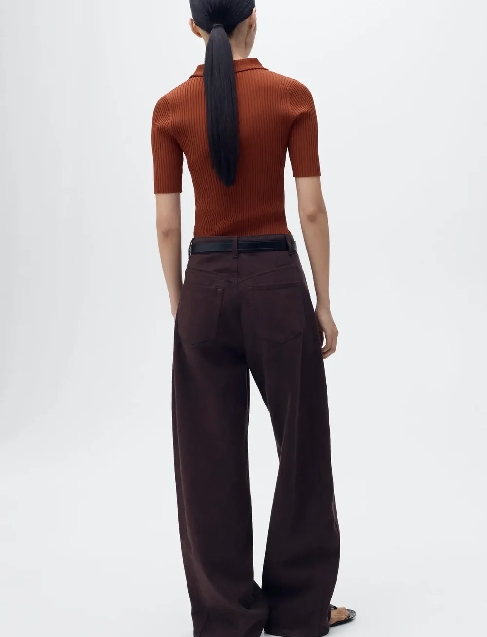 Mango - Polo-neck ribbed sweater - stickade tröjor - rust - copper - 2