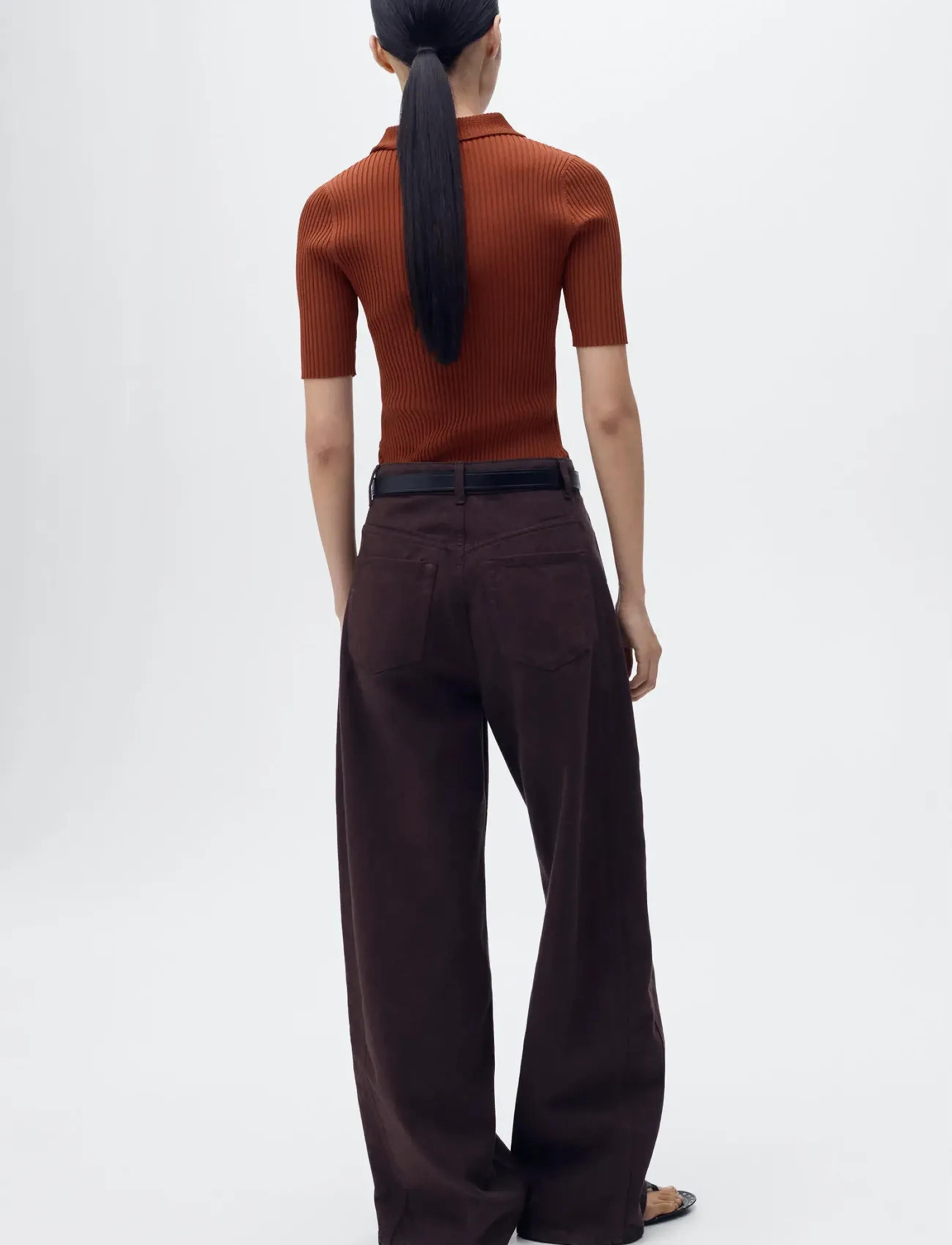 Mango - Polo-neck ribbed sweater - strikkegensere - rust - copper - 2