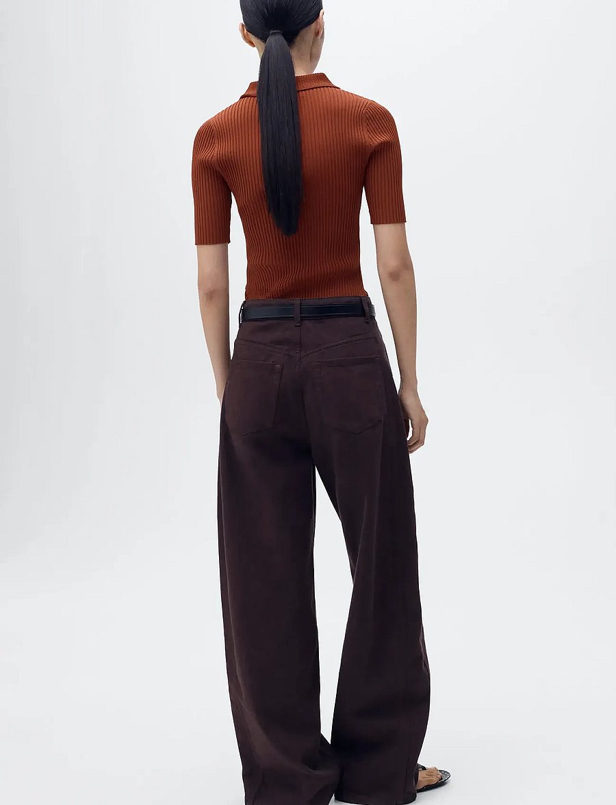 Mango - Polo-neck ribbed sweater - striktrøjer - rust - copper - 2