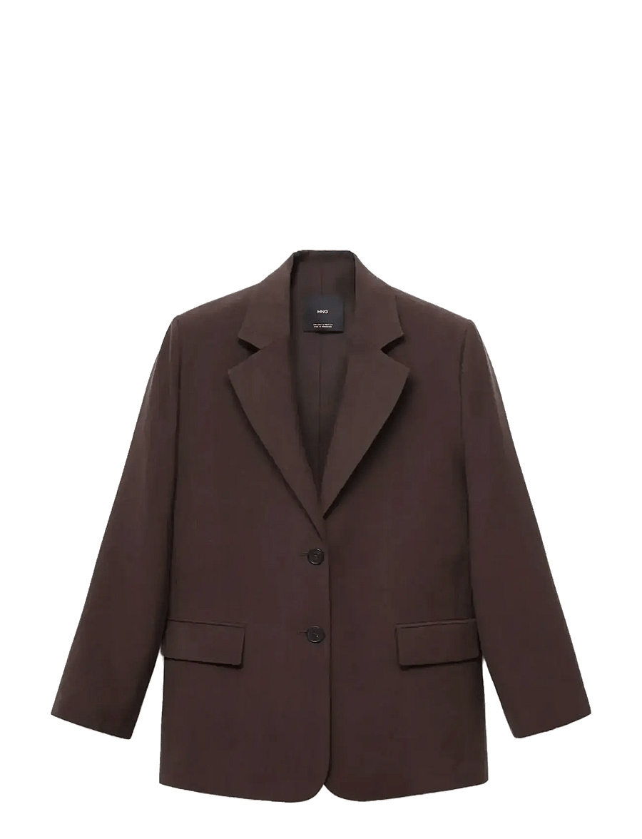 Mango - Lyocell suit blazer - dark brown - 1