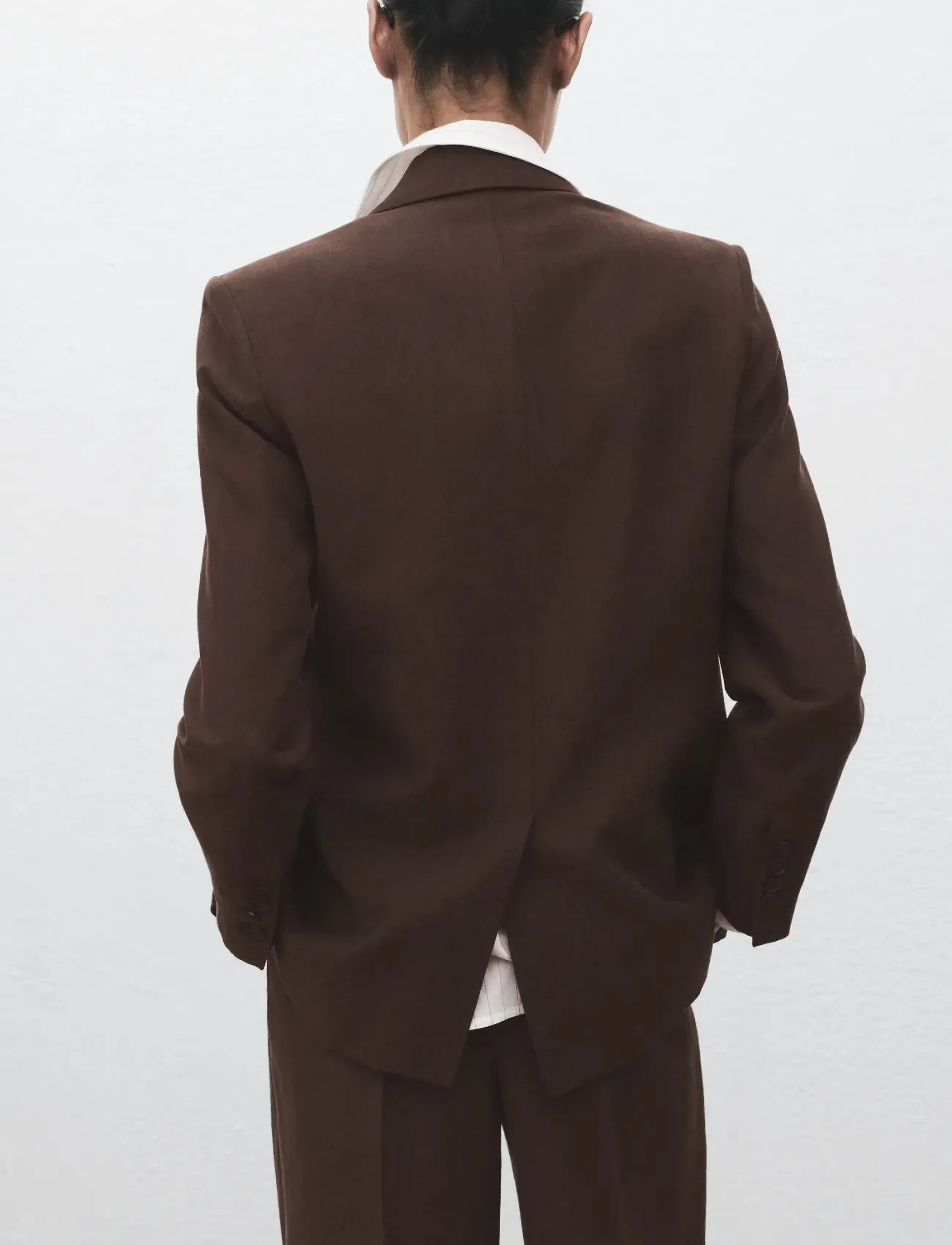 Mango - Lyocell suit blazer - dark brown - 2