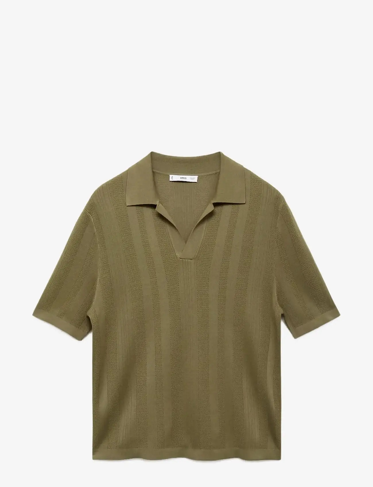 Mango - Ribbed knit polo shirt - gestrickte polohemden - beige - khaki - 1