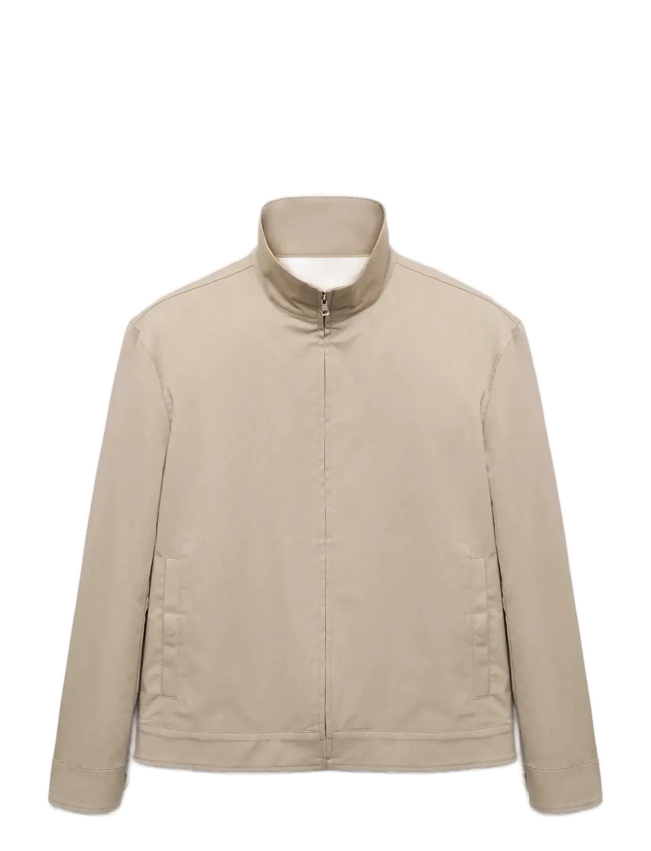 Zipper cotton jacket - LT PASTEL BROWN