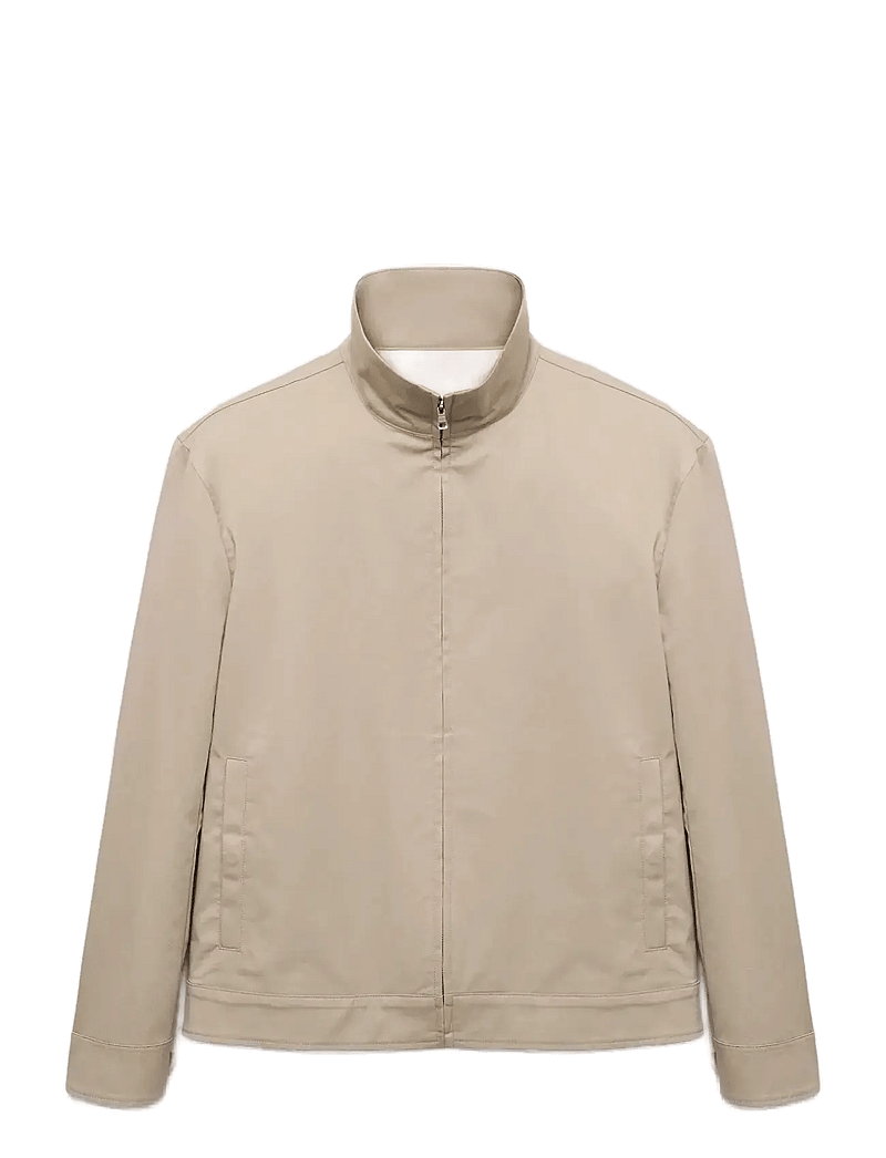 Mango - Zipper cotton jacket - forårsjakker - lt pastel brown - 1
