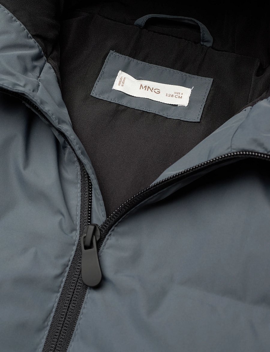 Mango - Long padded anorak with hood - vinterjackor - medium blue - 4