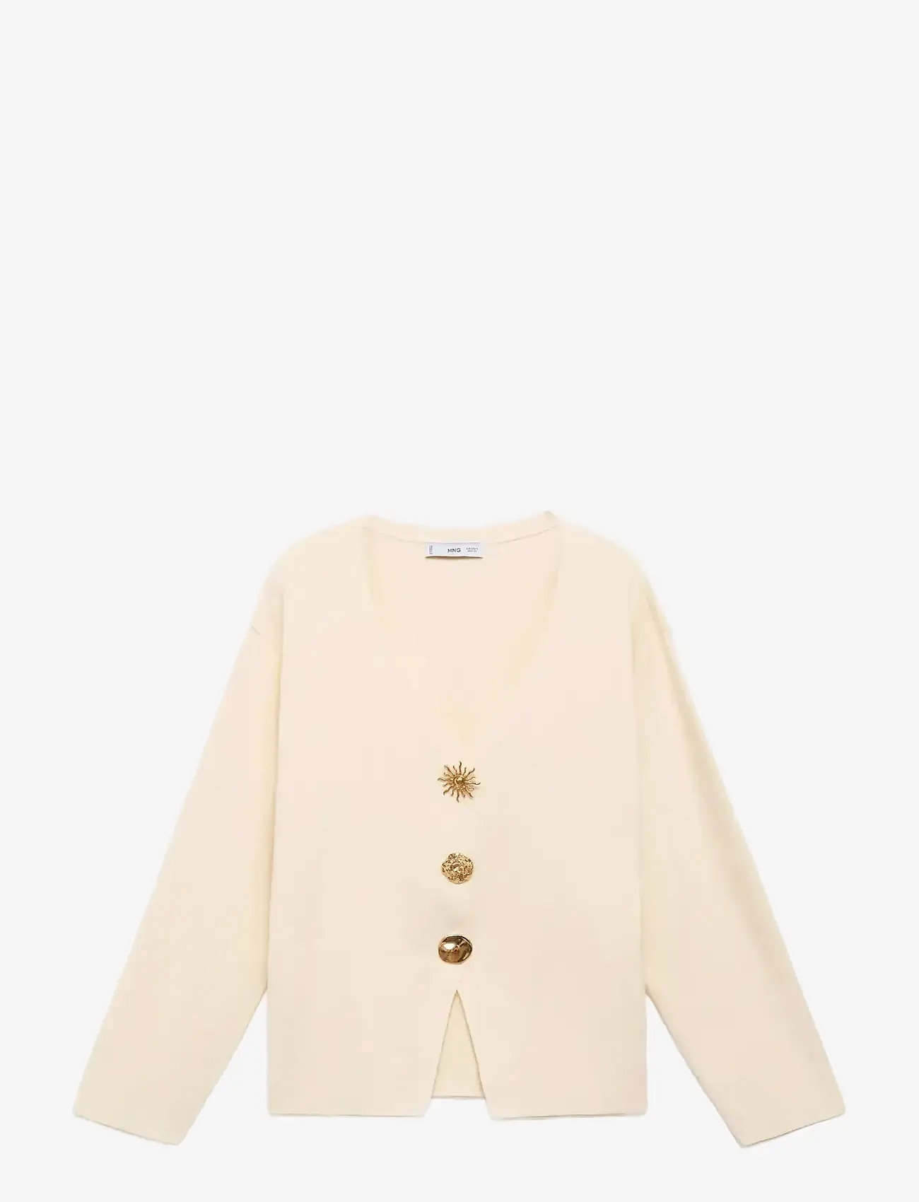 Mango - Knitted jacket with jewel buttons - efterårstøj - light beige - 0