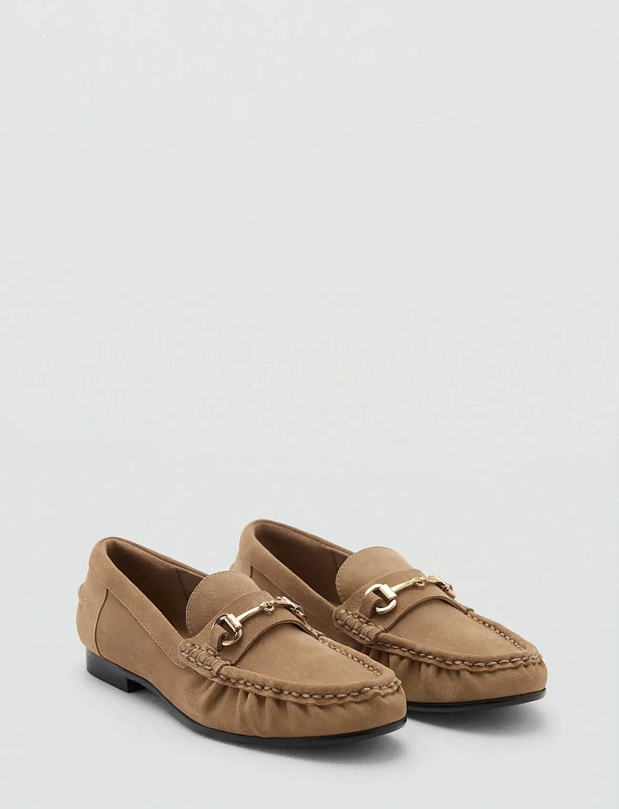 Mango - Suede moccasins with buckle - medium brown - 0