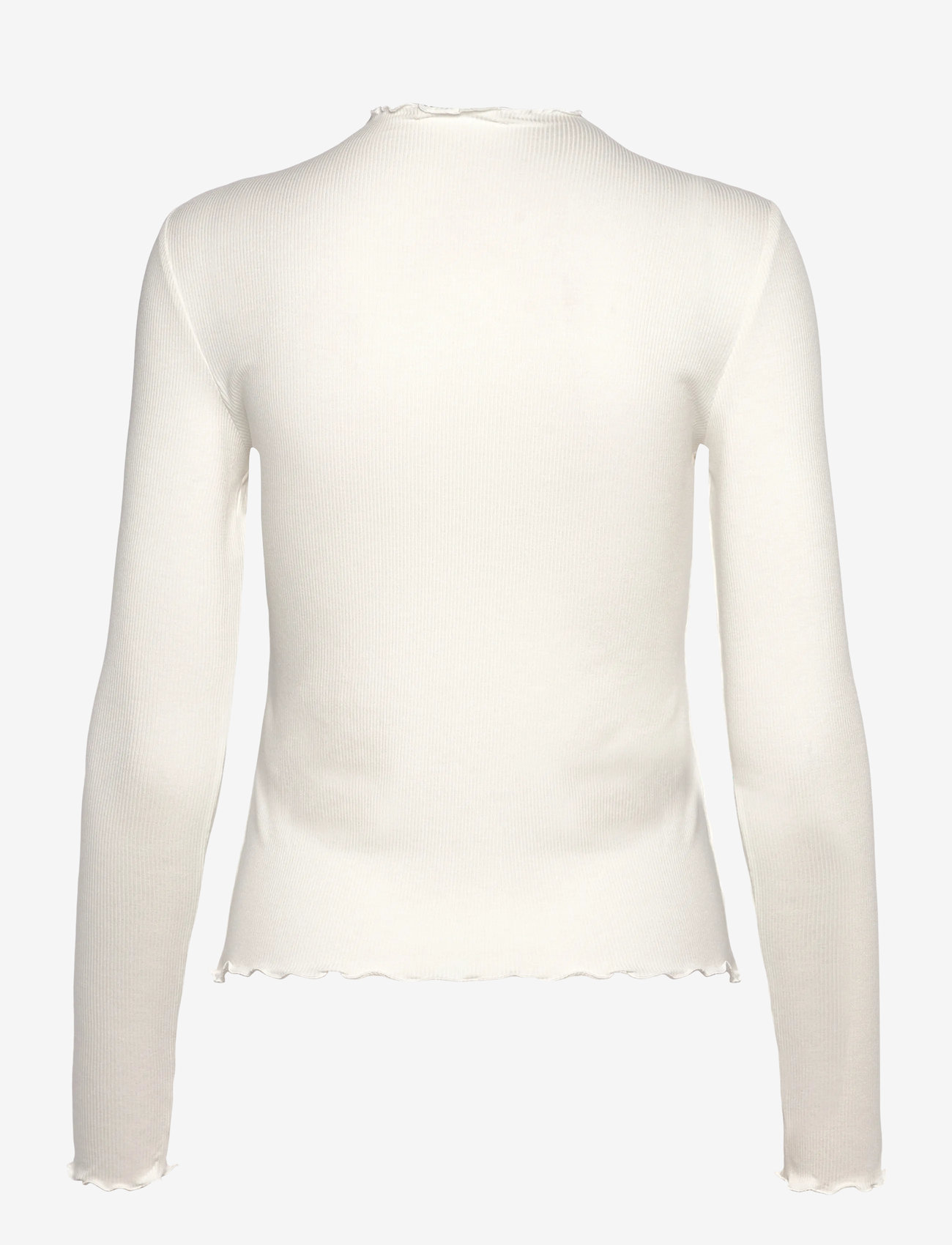 Mango - Ribbed t-shirt with scalloped trim - langärmlige tops - white - 1