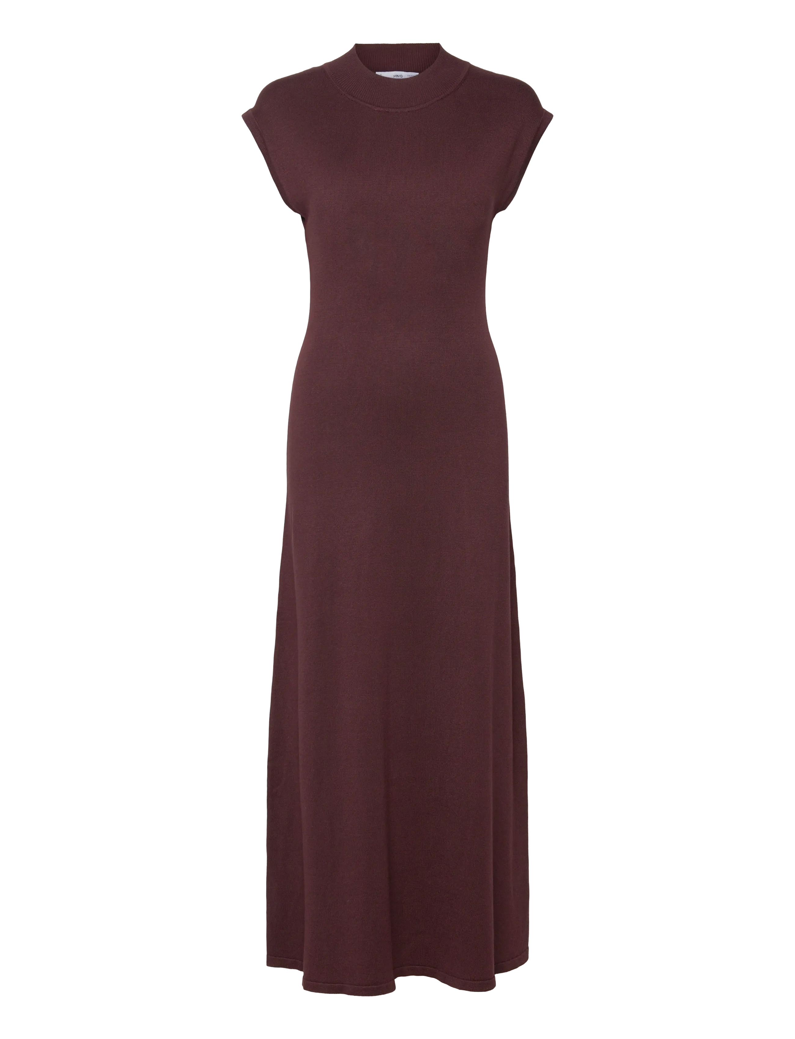 MANGO Perkins-Neck Strick Kleid Burgundy - S - Damen