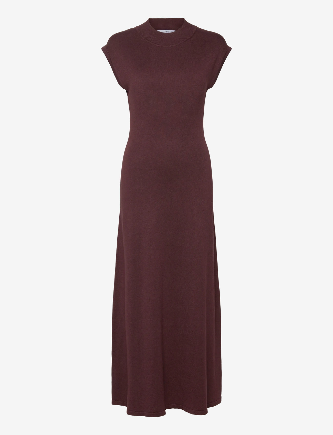 Mango - Perkins-neck knitted dress - stickade klänningar - dark red - 0