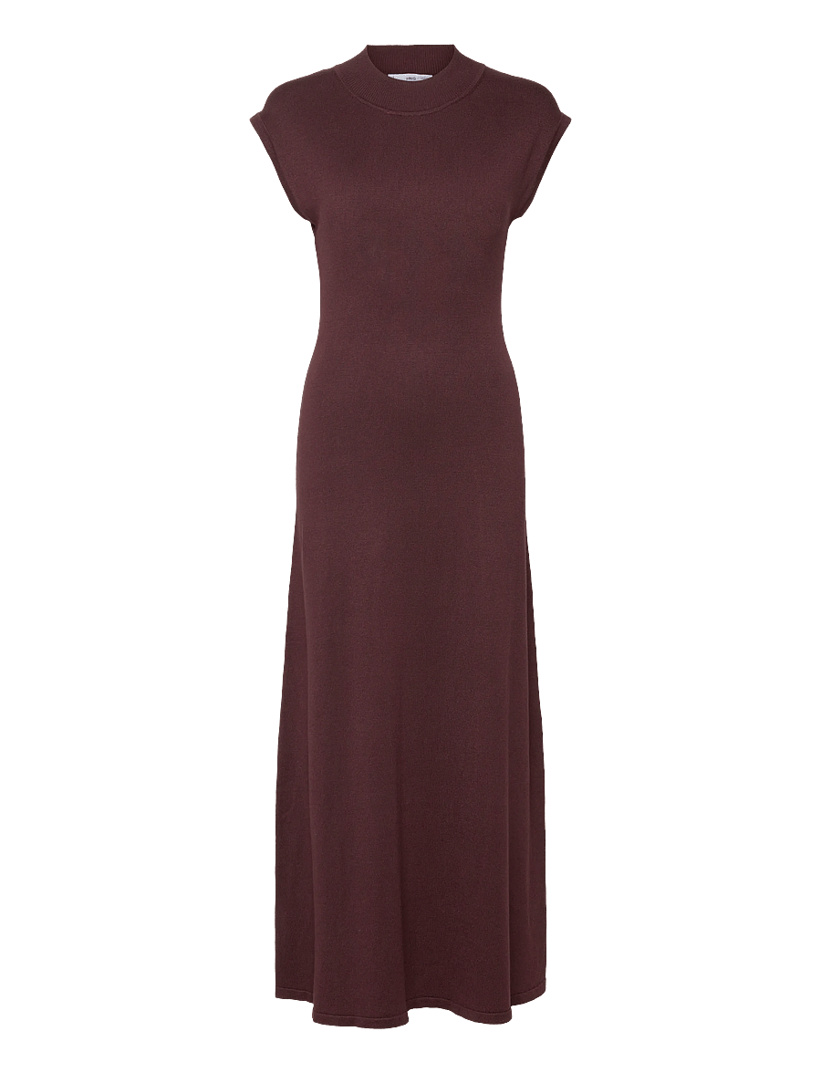 Mango - Perkins-neck knitted dress - strikkjoler - dark red - 1