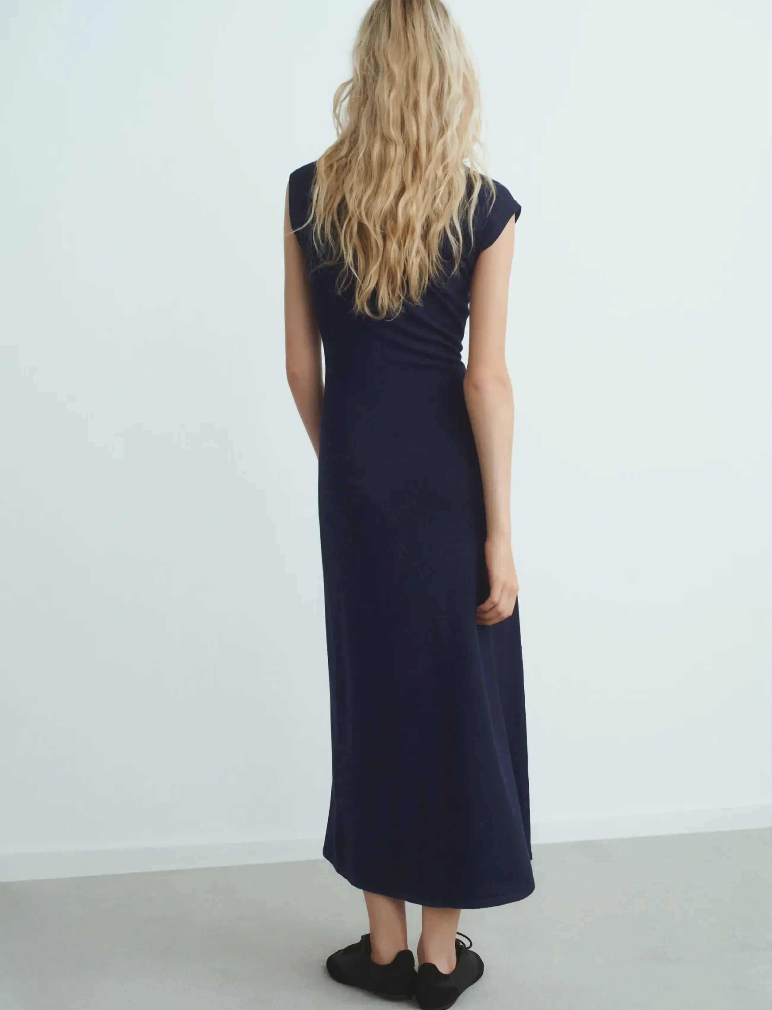 Mango - Perkins-neck knitted dress - stickade klänningar - navy - 3