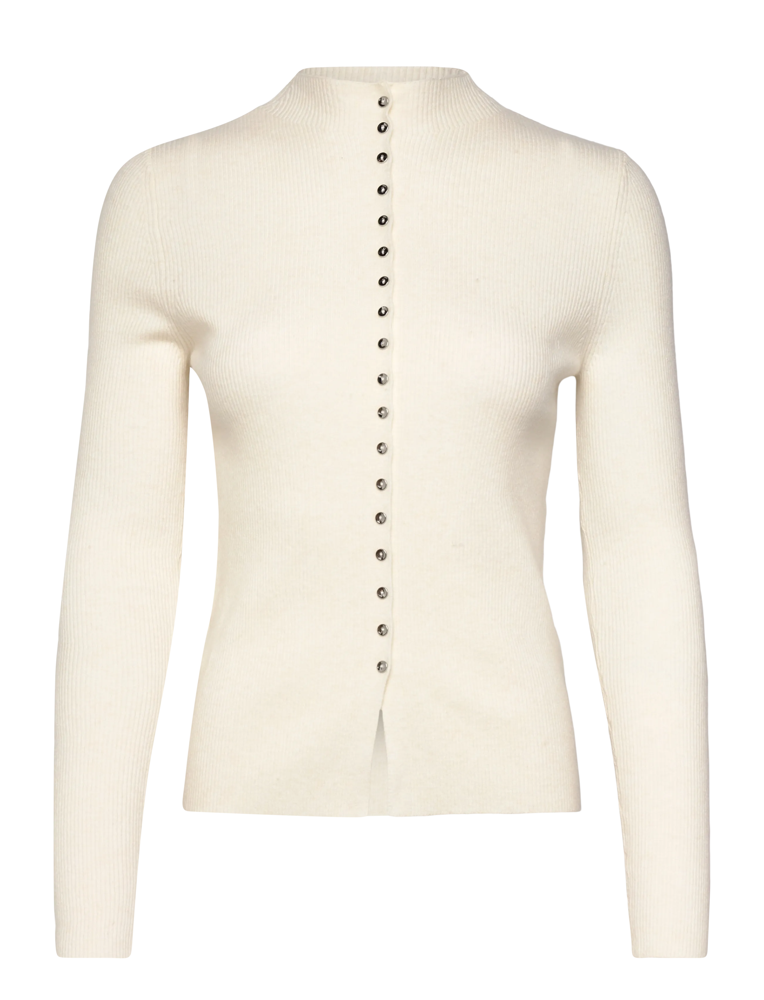 Mango - Fine rib knit cardigan - light beige - 1