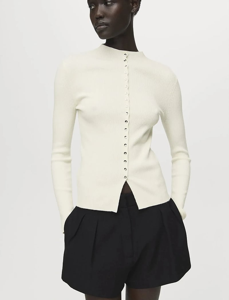 Mango - Fine rib knit cardigan - cardigans - light beige - 0