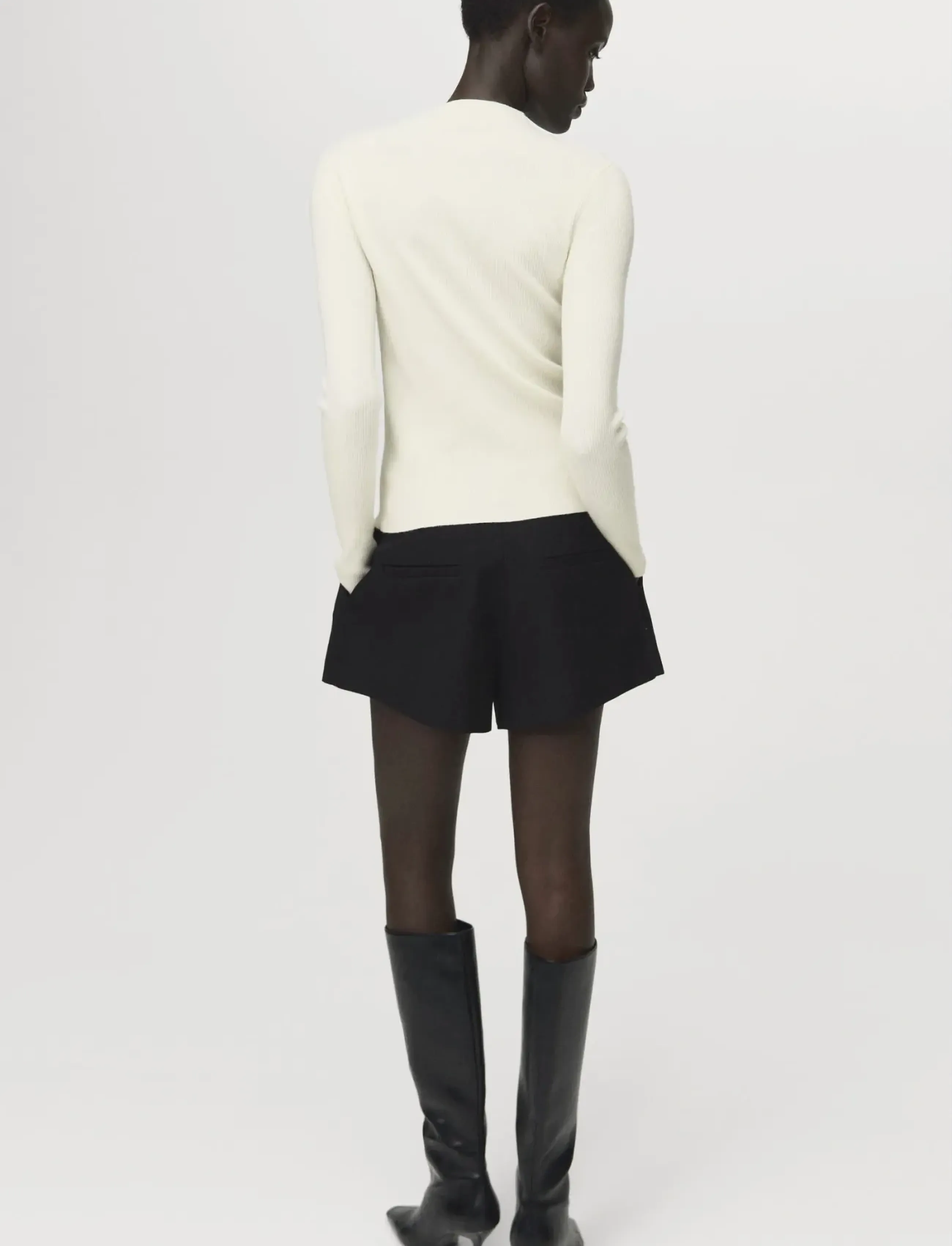 Mango - Fine rib knit cardigan - light beige - 3