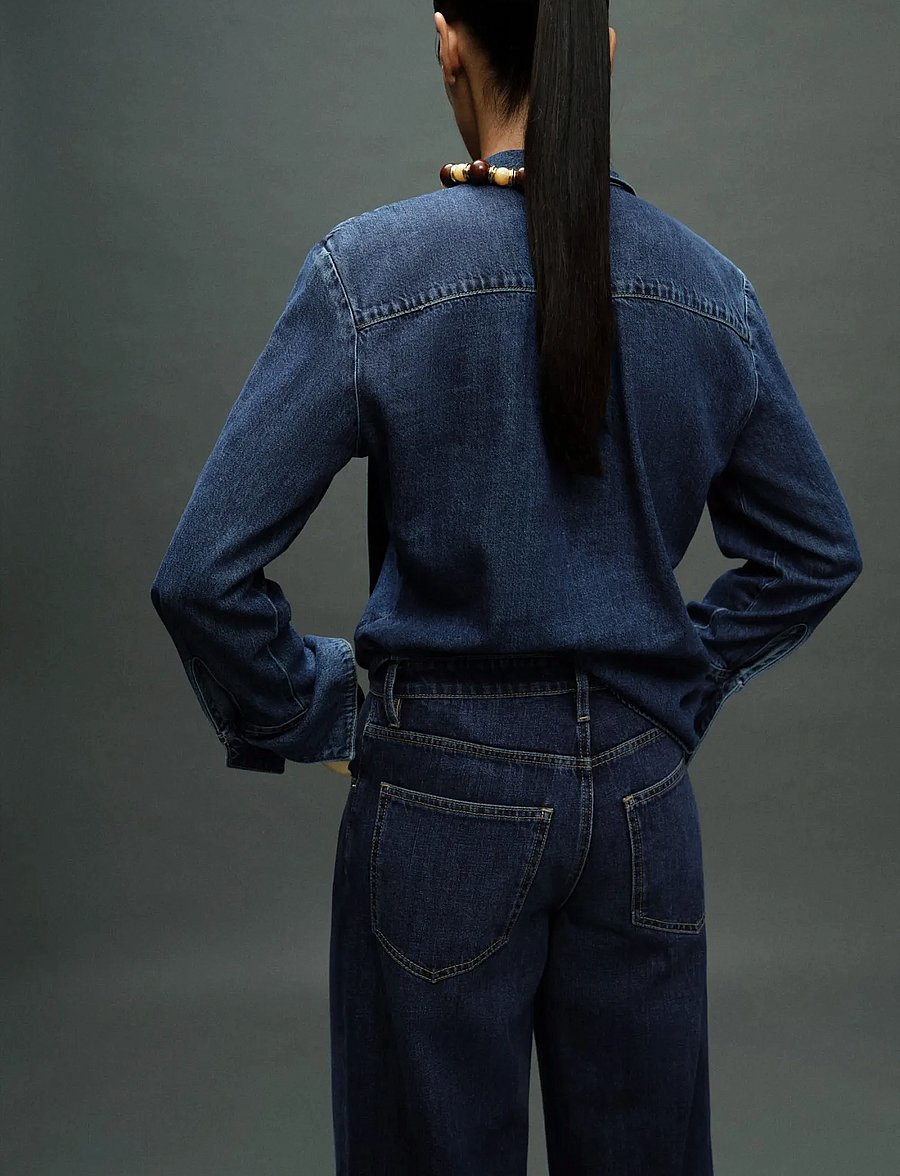 Mango - Denim shirt with bow - langärmlige hemden - open blue - 3